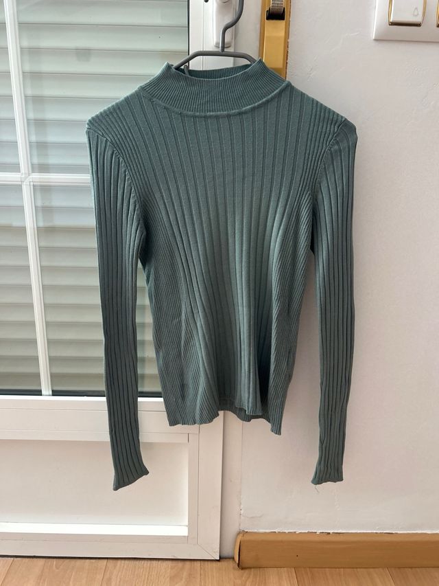 Camiseta de manga larga verde azulado