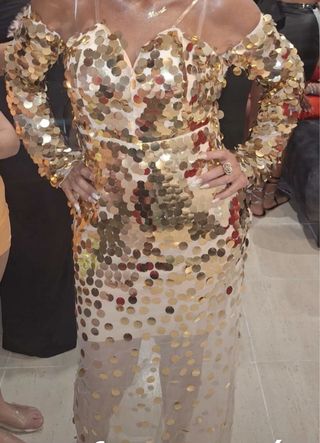 Vestido fiesta lentejuelas dorado