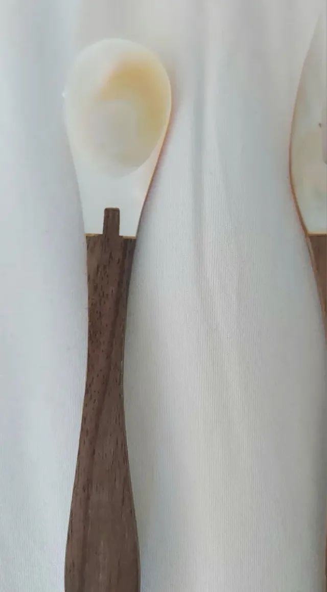 Cuchara y Tenedor Madera y Nácar