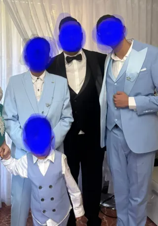 Traje de boda hombre y niño azul