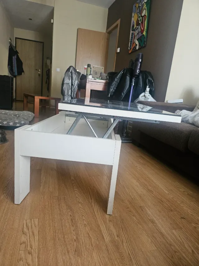 Mesa de salón cristal y madera