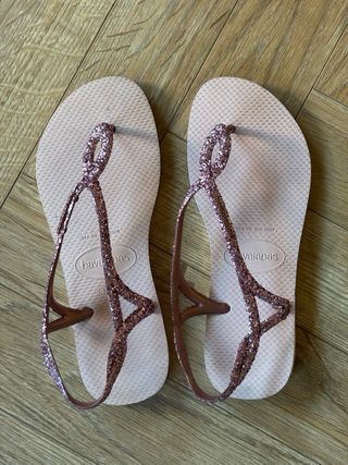 Chanclas Havaianas rosas purpurina Talla 39-40