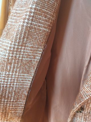 Abrigo cuadros lana marrón