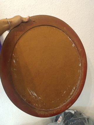 Cuadro antiguo flores doradas ovalado