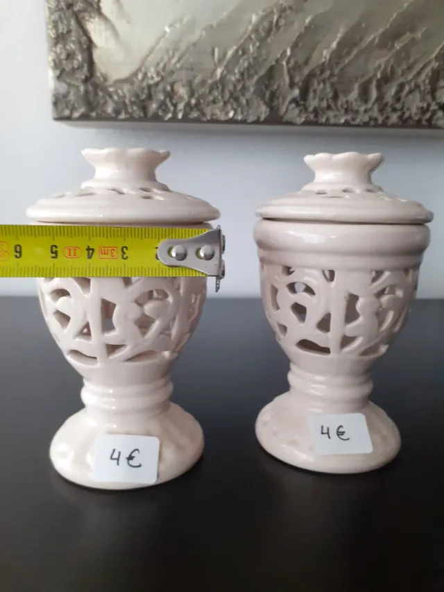 Cajas Cerámica Decorativas Crema