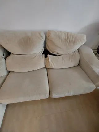 Sofá Chaise Longue Beige Tela