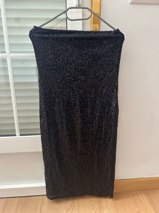 Vestido negro lentejuelas tubo