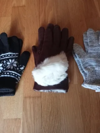 Lote 3 pares guantes lana invierno
Y piel