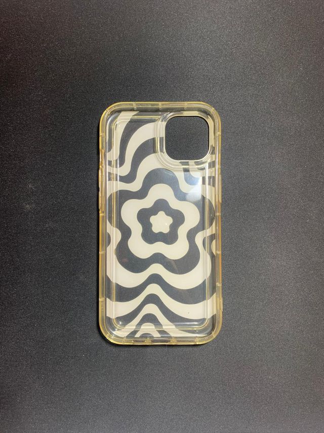 Custodia per iPhone 13 con design floreale bianco e nero