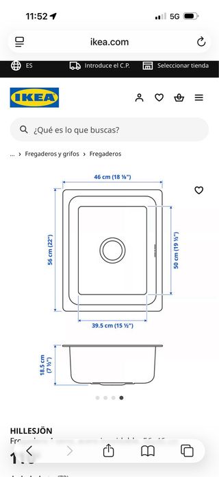 Fregadero de acero inoxidable 74x44
HILLESJÖN
