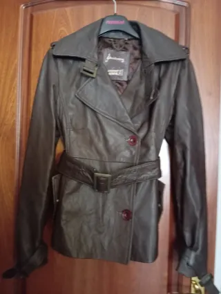 Cazadora Piel Stradivarius Marrón Talla S