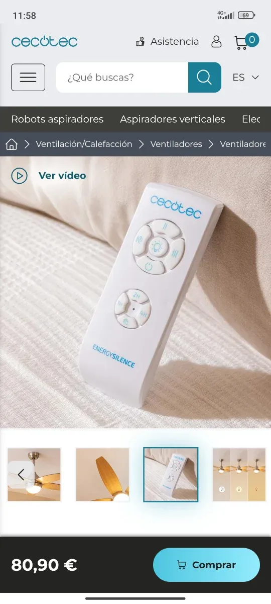 Ventilador de techo Cecotec con Mando y luz