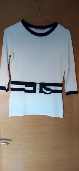 Jersey punto blanco y negro lazo