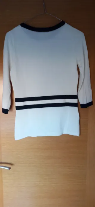 Jersey punto blanco y negro lazo