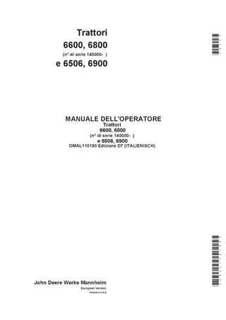 MANUAL OPERADOR ITALIANO JD 6600, 6800, 6900, 6506