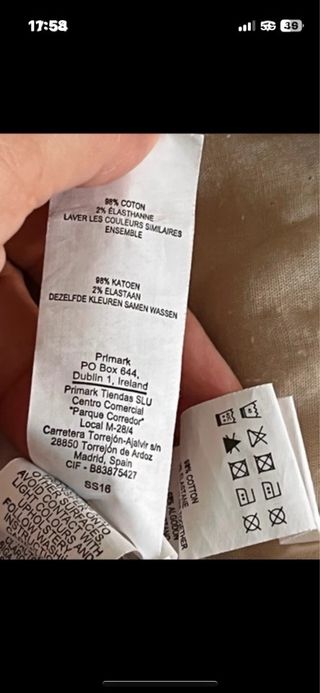 Pantalón vaquero beige T.44 algodón y elastano