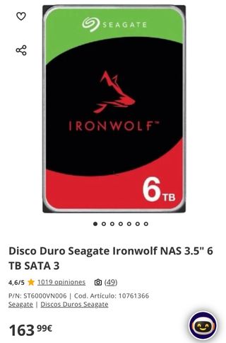 Disco Duro Seagate Ironwolf 6TB NAS Nuevo