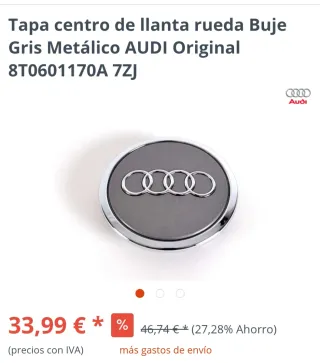 Tapabuje original Audi Gris Metalizado