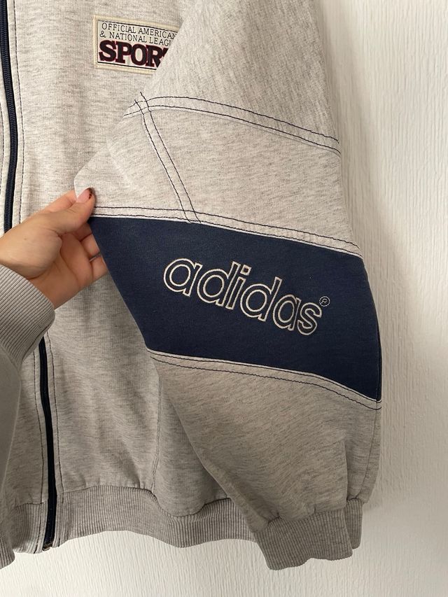 Chaqueta Vintage Adidas Gris y Azul