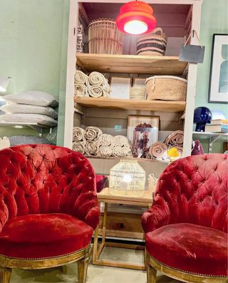 Pareja Sillones Franceses Terciopelo Rojo