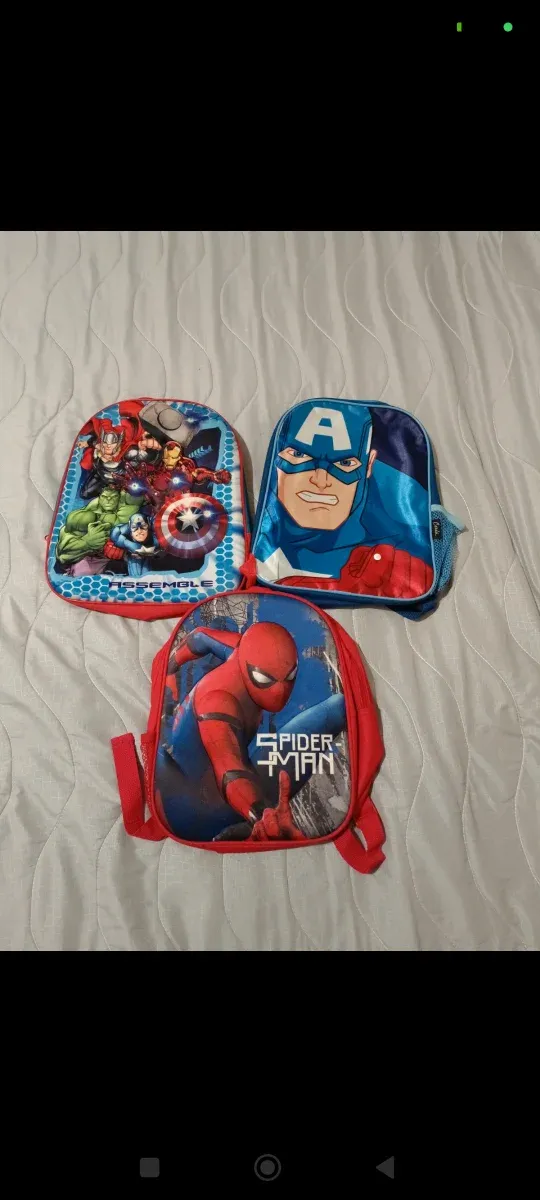 Set 3 Zaini Avengers Spiderman Capitan America