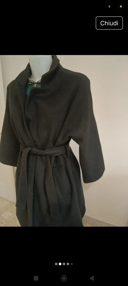 Cappotto donna nero con cintura