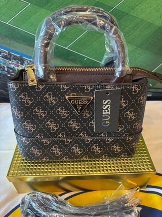 Bolso Guess Marrón Dorado Original