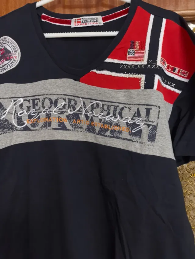 Camiseta Geographical Norway Negra Talla XL