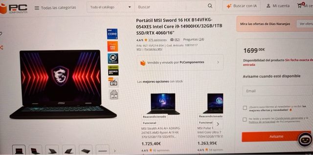 Portátil Gaming MSI Sword 16