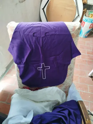 Traje Semana Santa años 70 morado y beige
