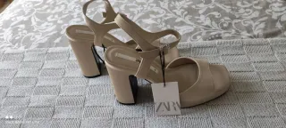 Sandalias Zara Plataforma Talla 39 Beige