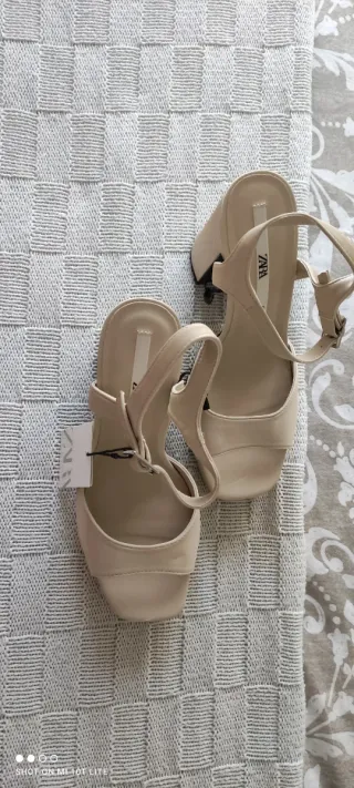 Sandalias Zara Plataforma Talla 39 Beige