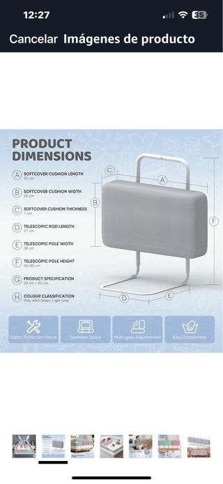 Barandilla de seguridad para cama