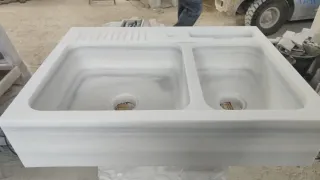 Fregadero de mármol blanco Macael