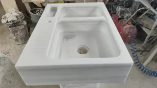 Fregadero de mármol blanco Macael