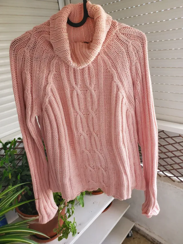 Jersey cuello vuelto rosa