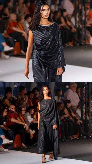 Vestido griego negro y plateado