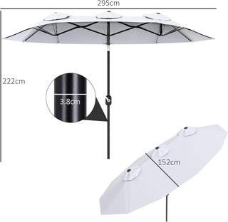 Ombrellone da Giardino Doppio Inclinabile a 45° co
