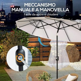 Ombrellone da Giardino Doppio Inclinabile a 45° co