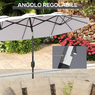 Ombrellone da Giardino Doppio Inclinabile a 45° co