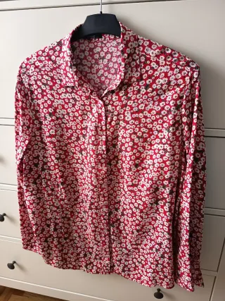 Camisa floral manga larga mujer