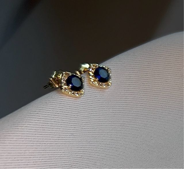 Pendientes Oro Laminado 18quilates Circonitas Azul