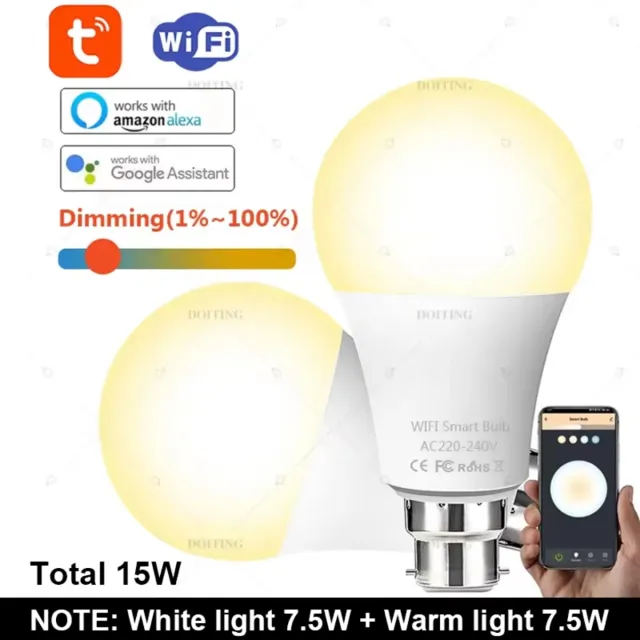 Bombilla Inteligente B22 WiFi Alexa Google