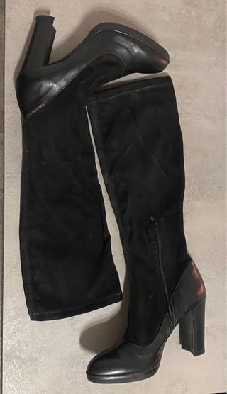 Stivali neri in pelle e camoscio