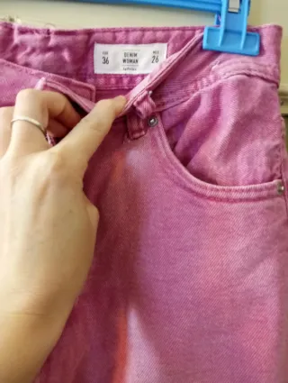 Pantalón vaquero rosa mujer talla 36