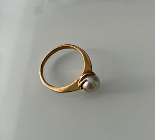 Anillo Oro 18k Perla Blanca