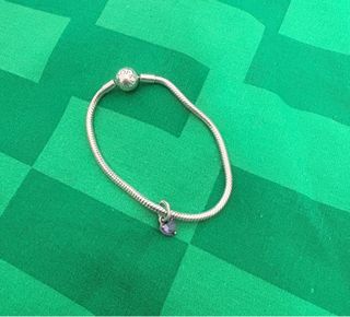 Pulsera Pandora Plata 18cm Corazón Morado