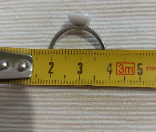 Anello Argento 925 Ceramica Bianca Brillanti