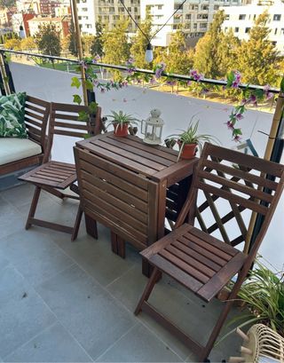 Mesa extensible y 2 sillas exterior APPLARO Ikea