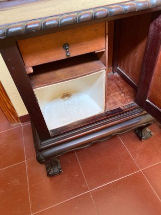 Pareja Mesitas Noche Antiguas Madera Oscura